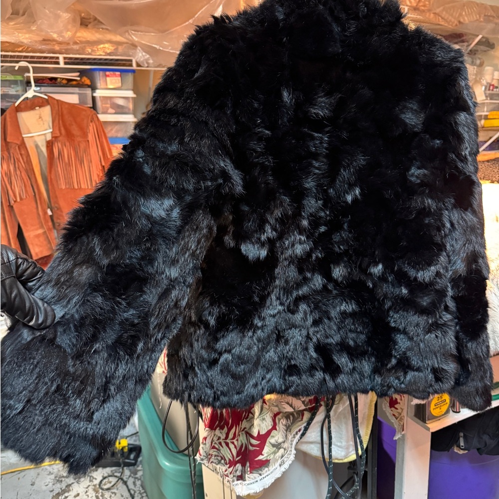 Luxurious Black Rabbit Fur Jacket - Picture 2 of 5